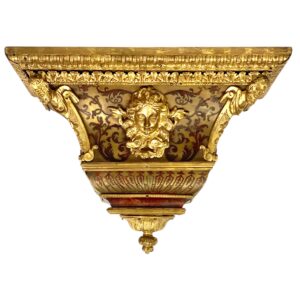 19th Century Wall Bracket Console with Gilt Bronze Mask and Satyrs
