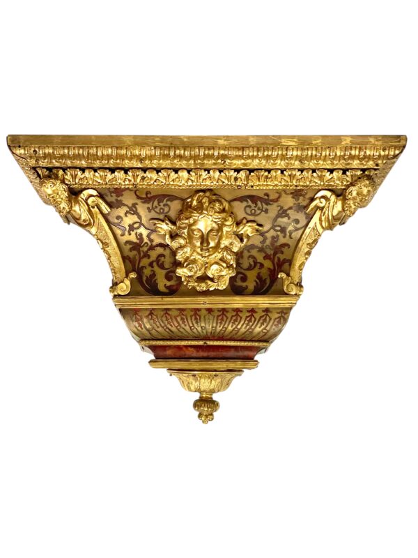 19th Century Wall Bracket Console with Gilt Bronze Mask and Satyrs