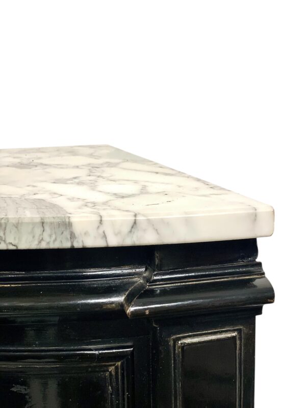 Ebonized Corner Display Cabinet with Marble Top, Napoleon III Period