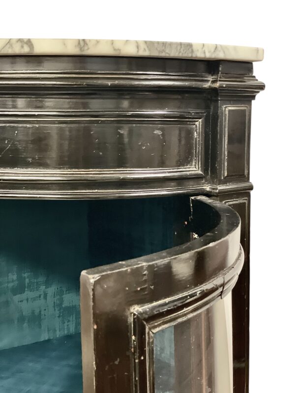 Ebonized Corner Display Cabinet with Marble Top, Napoleon III Period