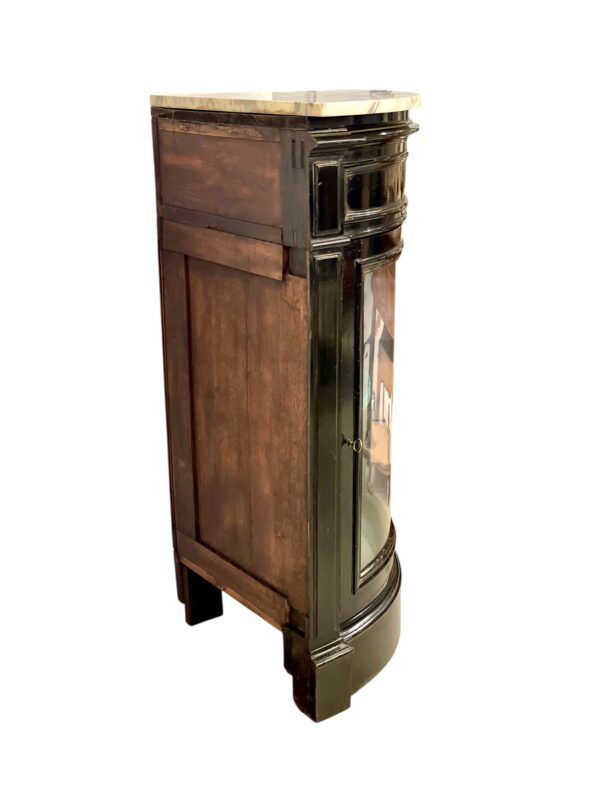 Ebonized Corner Display Cabinet with Marble Top, Napoleon III Period