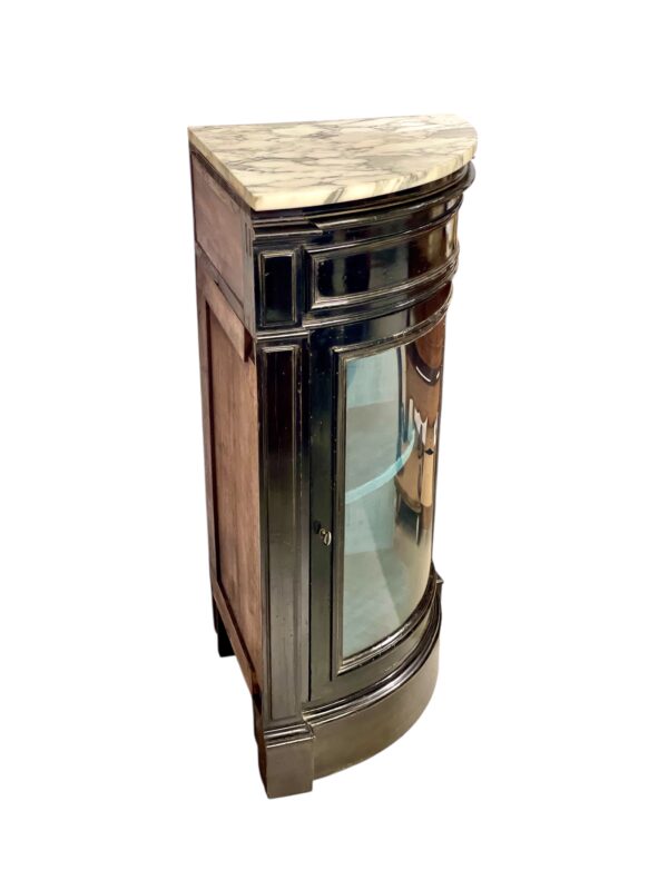 Ebonized Corner Display Cabinet with Marble Top, Napoleon III Period