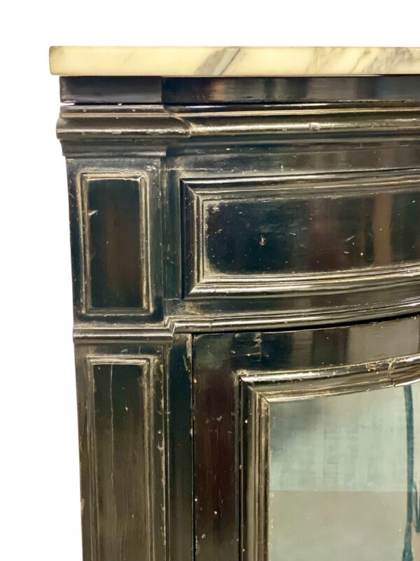 Ebonized Corner Display Cabinet with Marble Top, Napoleon III Period