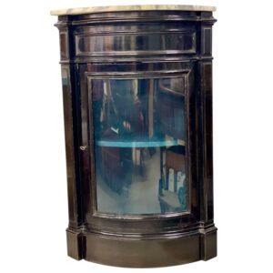 Ebonized Corner Display Cabinet with Marble Top, Napoleon III Period