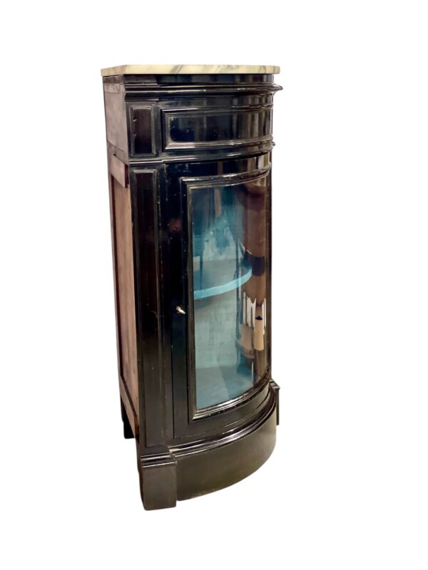Ebonized Corner Display Cabinet with Marble Top, Napoleon III Period