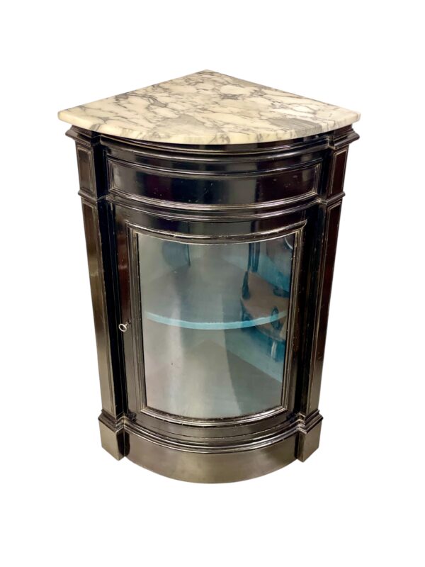 Ebonized Corner Display Cabinet with Marble Top, Napoleon III Period - Image 6