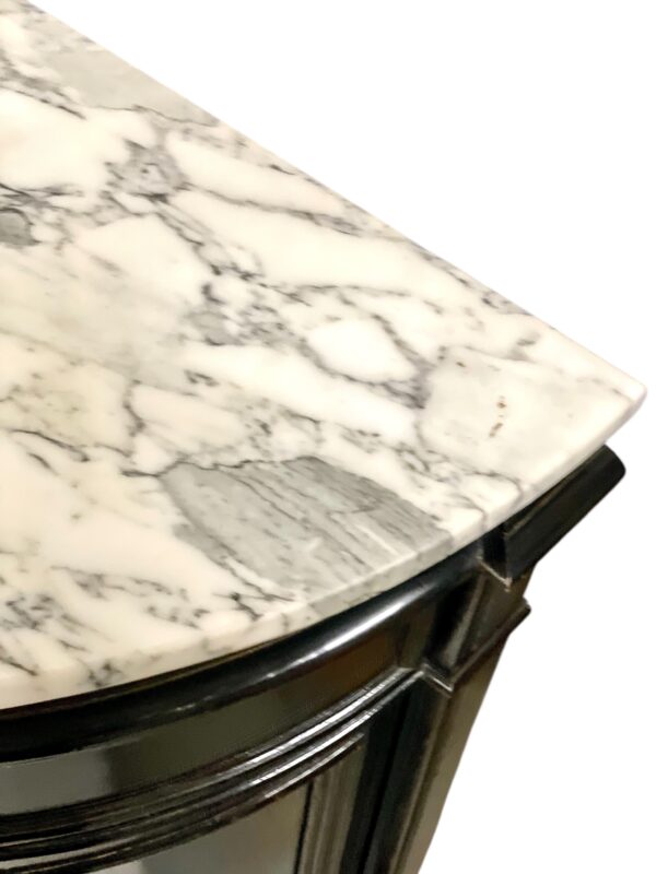 Ebonized Corner Display Cabinet with Marble Top, Napoleon III Period