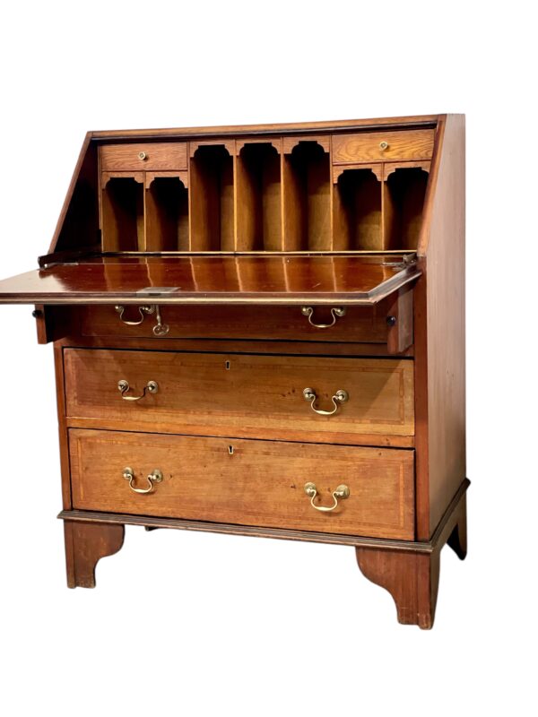 Georgian Style Walnut Fall-Front Bureau with Marquetry, Late 18th Century - Image 13