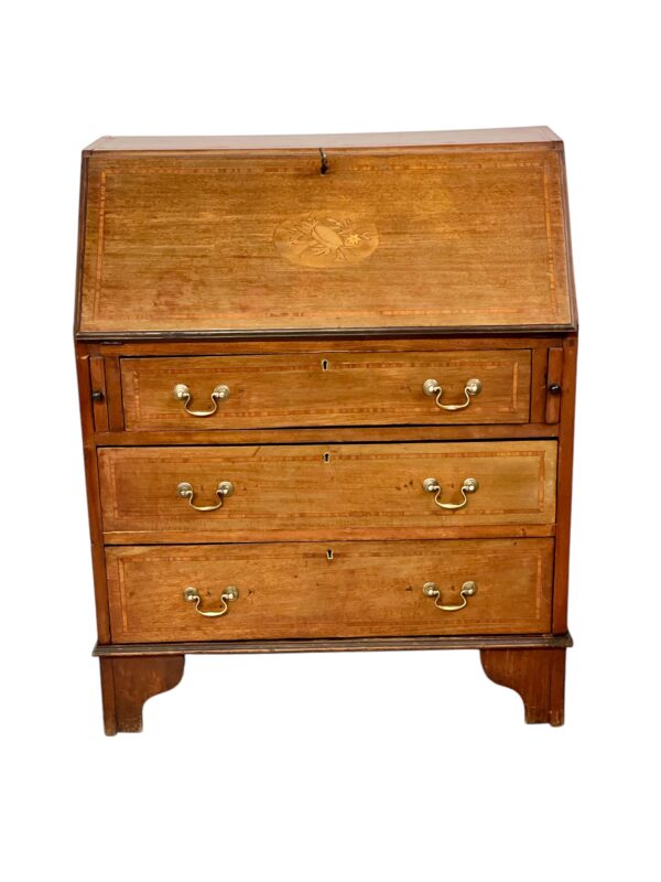 Fine Georgian Style Walnut Fall-Front Bureau with Marquetry, Late 18th Century