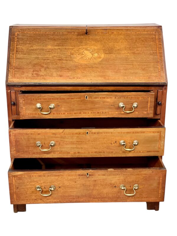 Georgian Style Walnut Fall-Front Bureau with Marquetry, Late 18th Century - Image 23