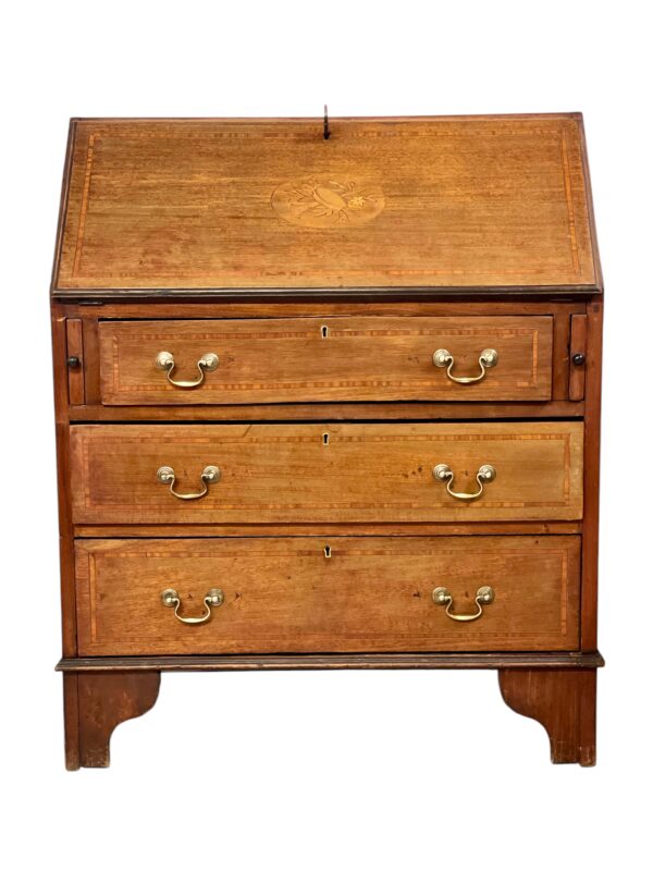 Fine Georgian Style Walnut Fall-Front Bureau with Marquetry, Late 18th Century