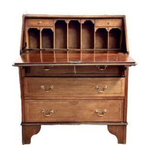 Fine Georgian Style Walnut Fall-Front Bureau with Marquetry, Late 18th Century