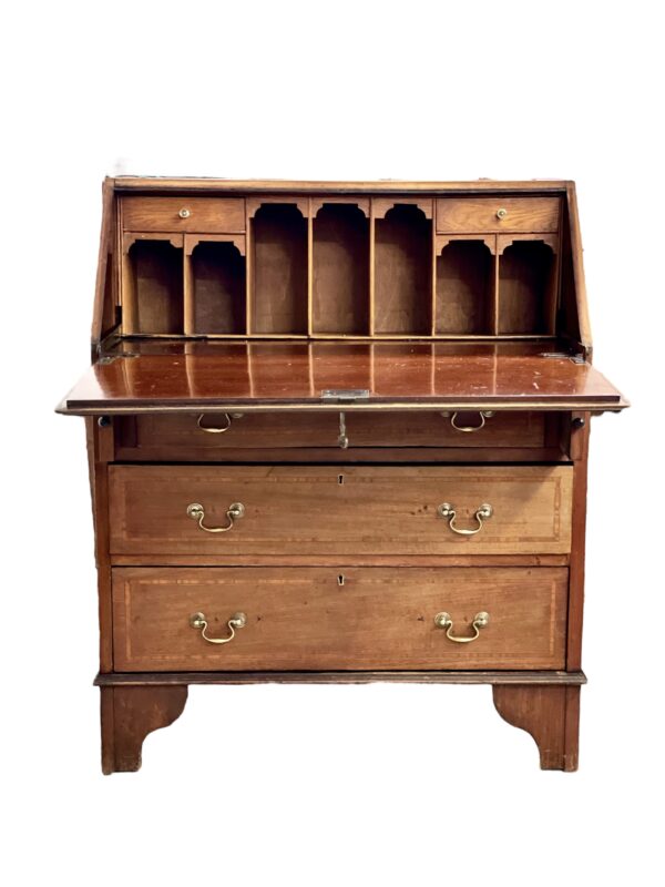 Fine Georgian Style Walnut Fall-Front Bureau with Marquetry, Late 18th Century