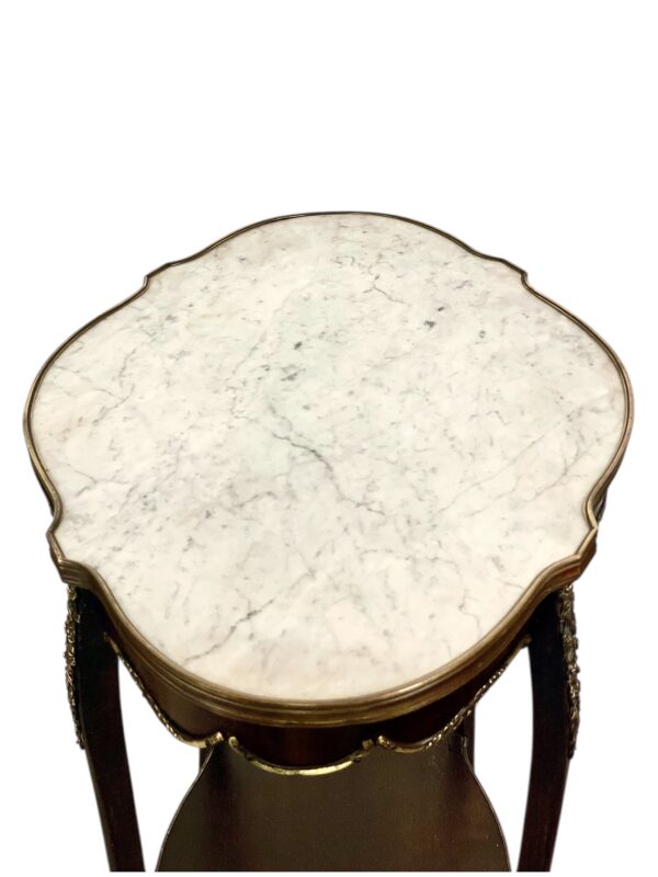 French Louis XV Style Center Table with Marble Top and Ormolu Mounts - Image 11