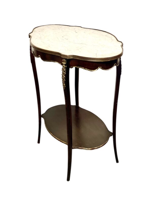 French Louis XV Style Center Table with Marble Top and Ormolu Mounts