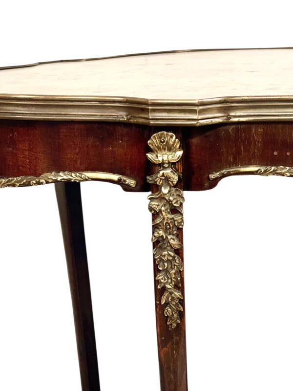 French Louis XV Style Center Table with Marble Top and Ormolu Mounts