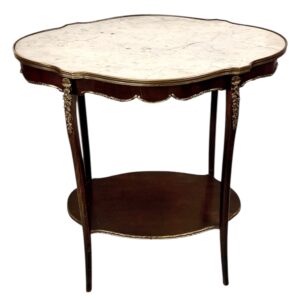 French Louis XV Style Center Table with Marble Top and Ormolu Mounts