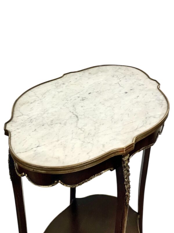 French Louis XV Style Center Table with Marble Top and Ormolu Mounts - Image 5