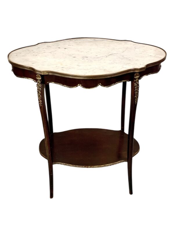 French Louis XV Style Center Table with Marble Top and Ormolu Mounts