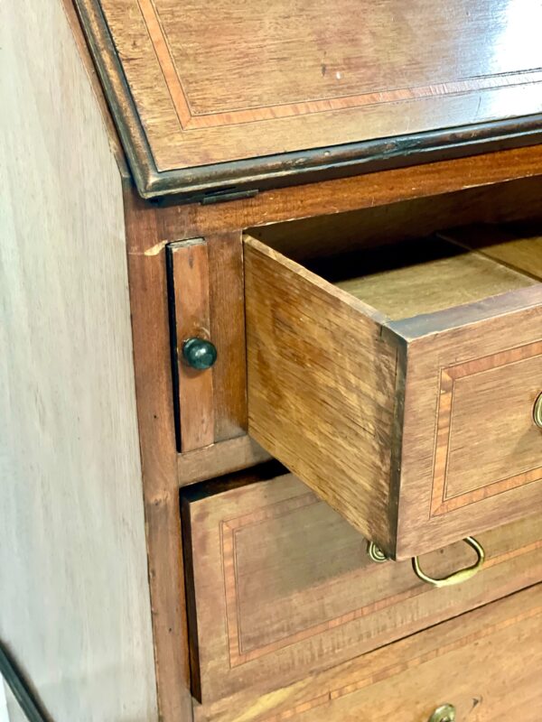 Fine Georgian Style Walnut Fall-Front Bureau with Marquetry, Late 18th Century