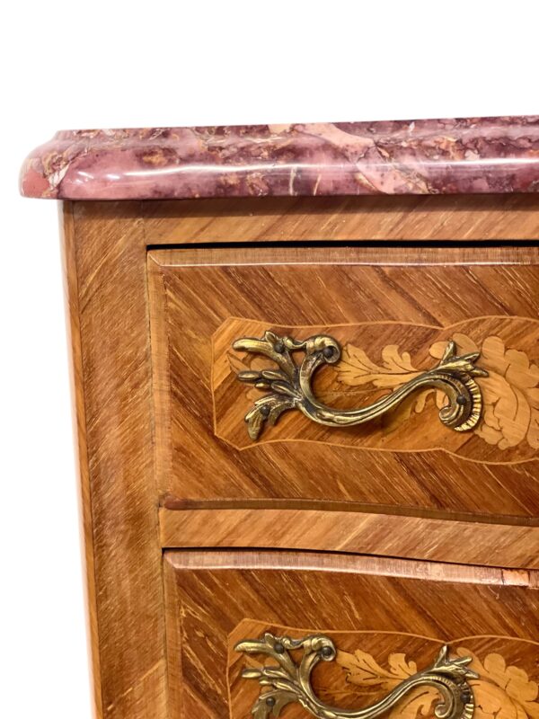 Louis XV Style Marquetry Chiffonnier with Pink Marble Top and Ormolu Mounts - Image 17