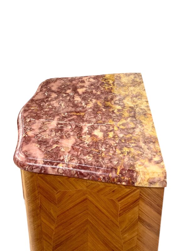Louis XV Style Marquetry Chiffonnier with Pink Marble Top and Ormolu Mounts - Image 8