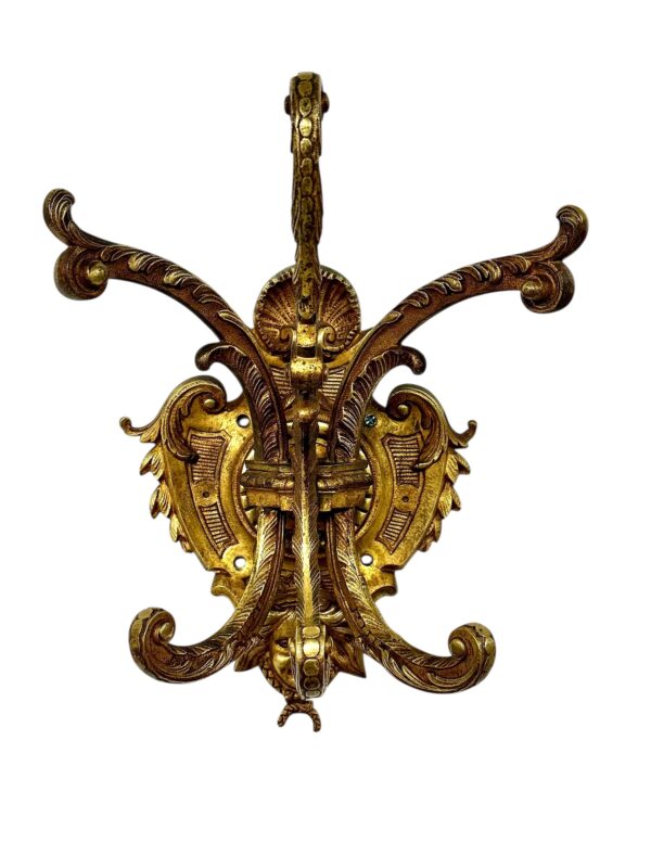 Pair of Heavy 19th Century French Gilt Bronze Wall Coat Hooks