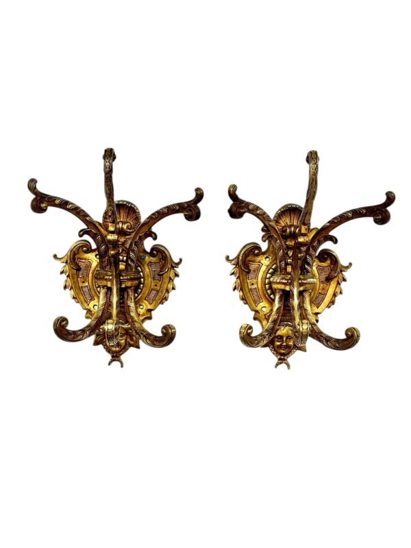 Pair of Heavy 19th Century French Gilt Bronze Wall Coat Hooks - Image 22