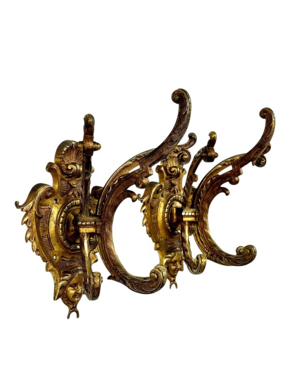 Pair of Heavy 19th Century French Gilt Bronze Wall Coat Hooks - Image 9