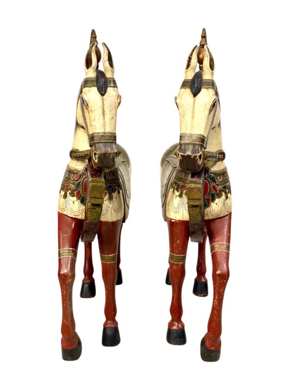 Pair of Large Hand-Painted Indian Horses