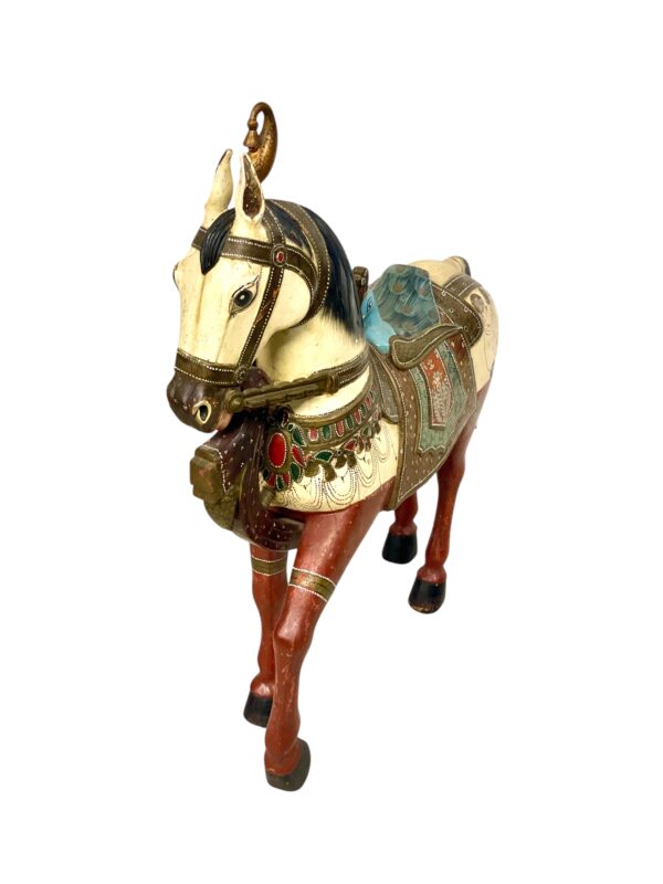 Pair of Large Hand-Painted Indian Horses with Peacock Saddles - Image 18