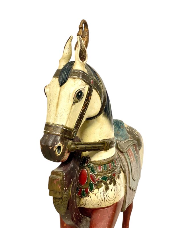 Pair of Large Hand-Painted Indian Horses with Peacock Saddles - Image 20