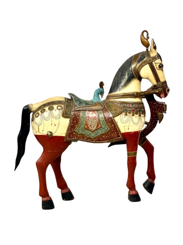 Pair of Large Hand-Painted Indian Horses with Peacock Saddles - Image 29
