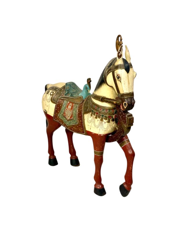 Pair of Large Hand-Painted Indian Horses with Peacock Saddles - Image 30