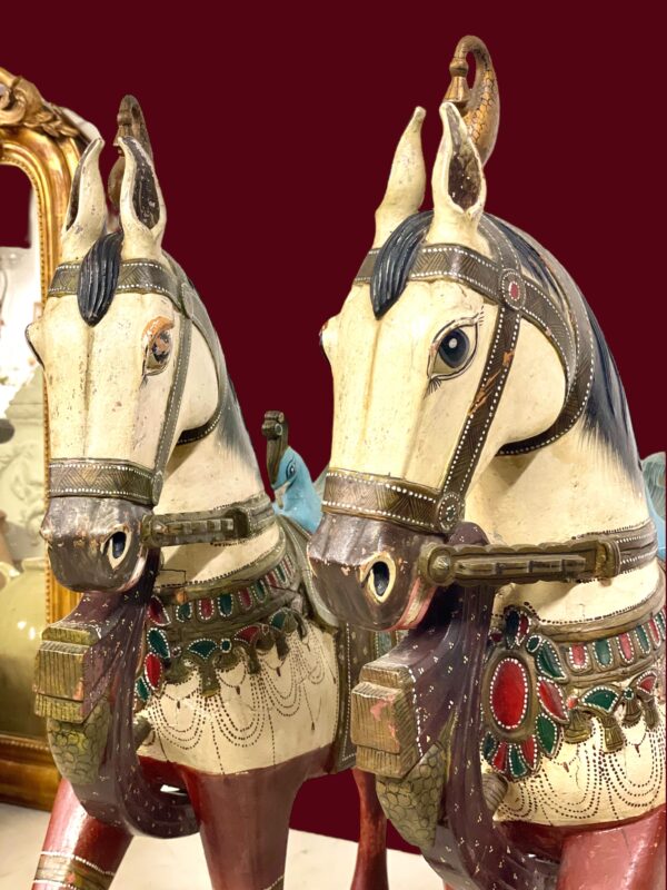 Pair of Large Hand-Painted Indian Horses