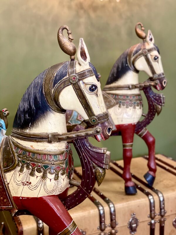 Pair of Large Hand-Painted Indian Horses