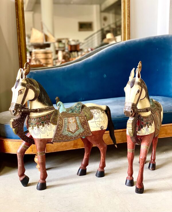 Pair of Large Hand-Painted Indian Horses
