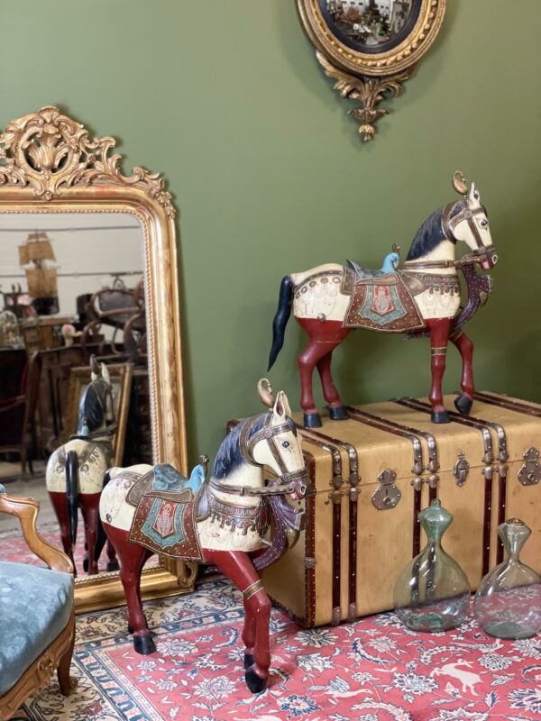 Pair of Large Hand-Painted Indian Horses