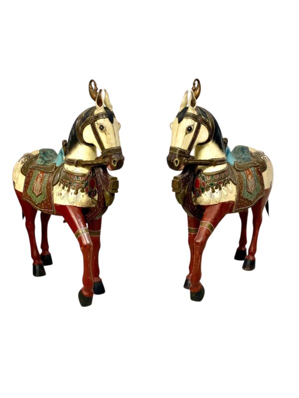 Pair of Large Hand-Painted Indian Horses