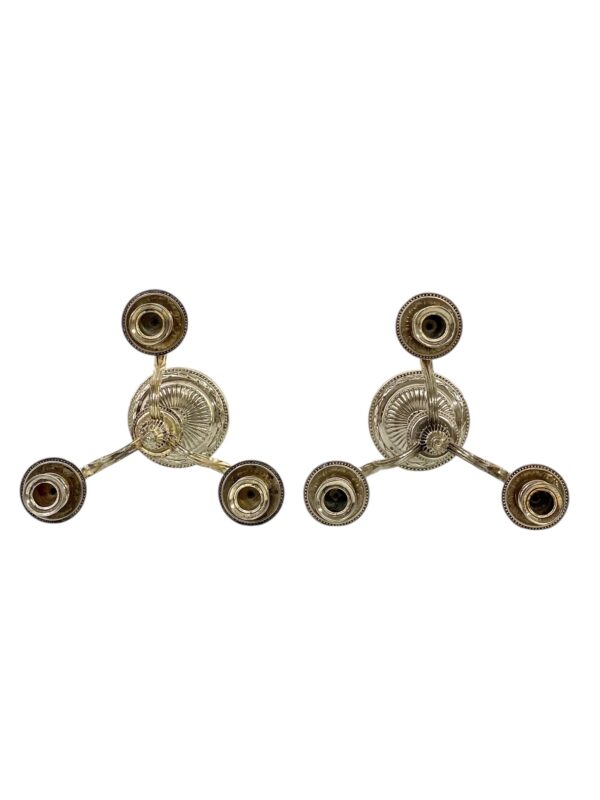 Pair of Rare Large Bronze Silver Plated Candelabras, 19th Century