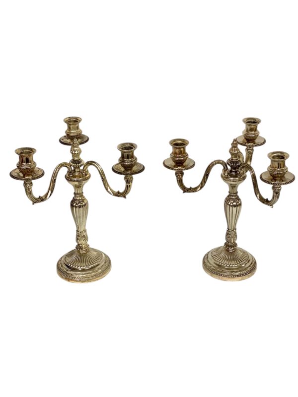 Pair of Rare Large Bronze Silver Plated Candelabras, 19th Century - Image 3