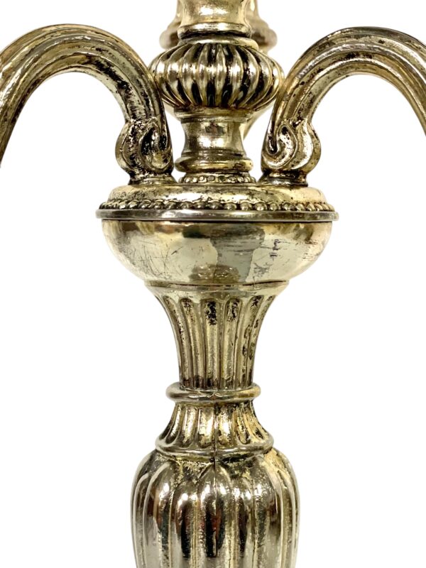 Pair of Rare Large Bronze Silver Plated Candelabras, 19th Century