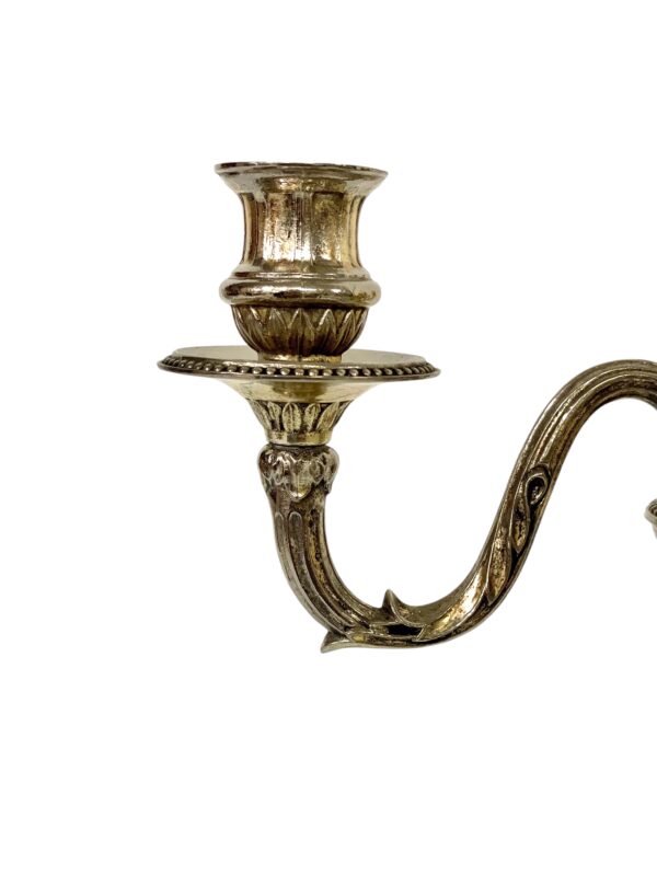 Pair of Rare Large Bronze Silver Plated Candelabras, 19th Century