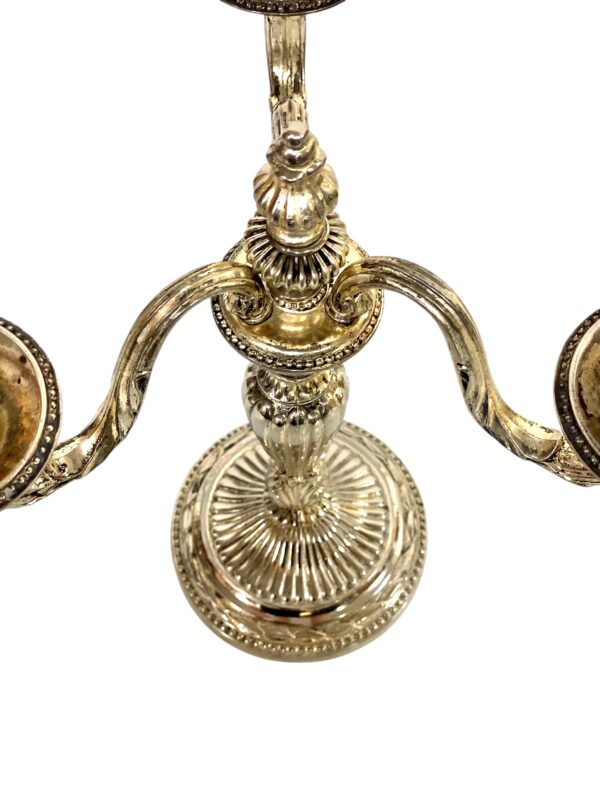 Pair of Rare Large Bronze Silver Plated Candelabras, 19th Century