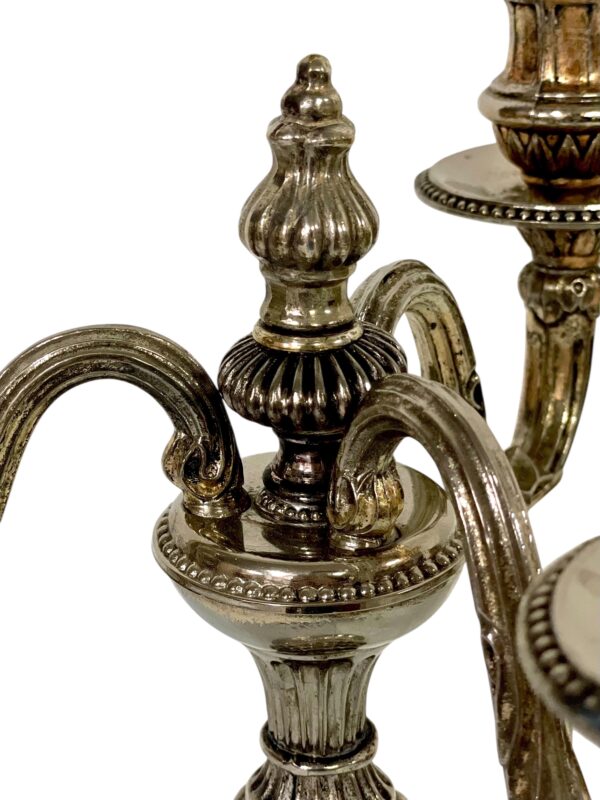 Pair of Rare Large Bronze Silver Plated Candelabras, 19th Century - Image 9