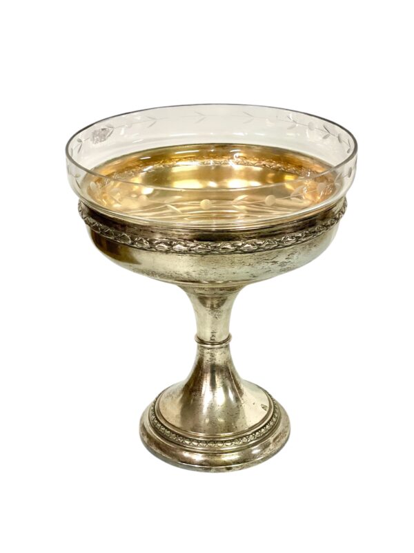 Silver-Plated & Etched Crystal Footed Centerpiece Bowl, circa 1880 - Image 12