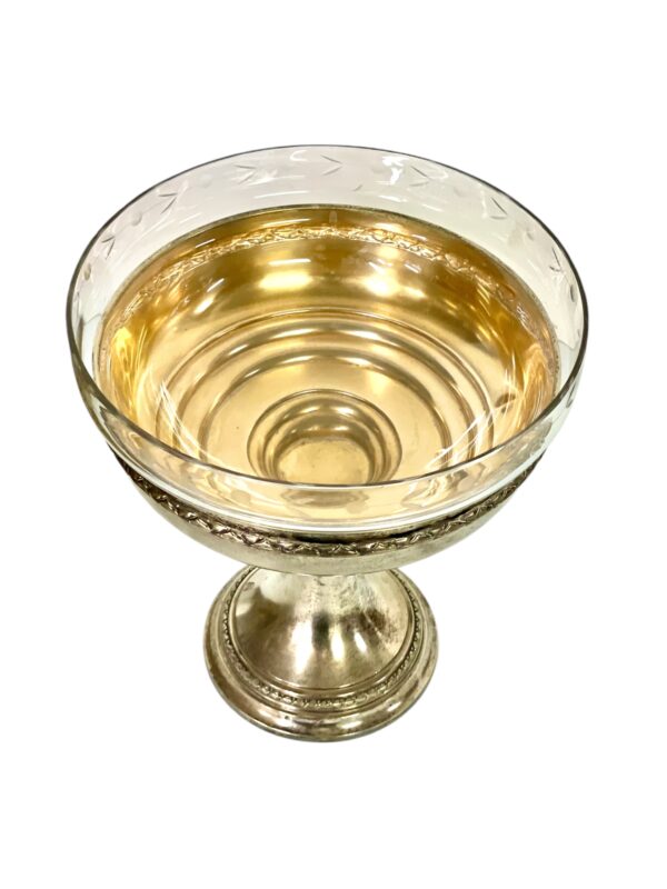 Silver-Plated & Etched Crystal Footed Centerpiece Bowl, circa 1880 - Image 3