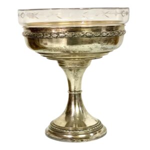 Silver-Plated & Etched Crystal Footed Centerpiece Bowl, circa 1880