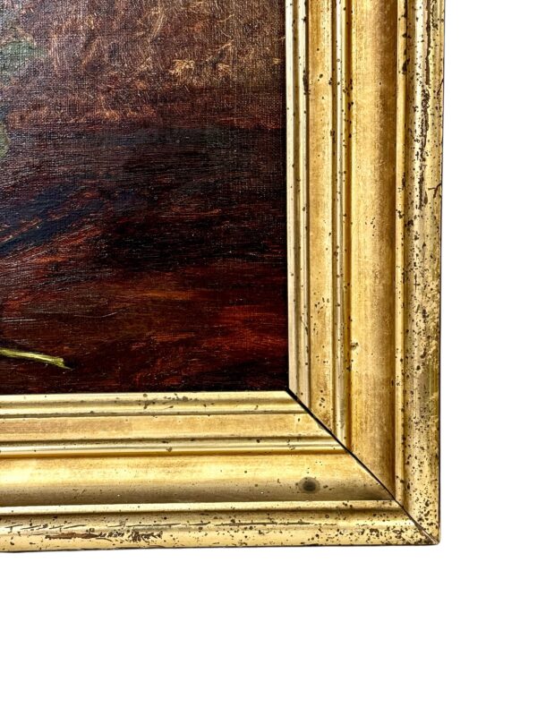 19th Century Oil Painting of Pansies in Glass Vase with Giltwood Frame - Image 9