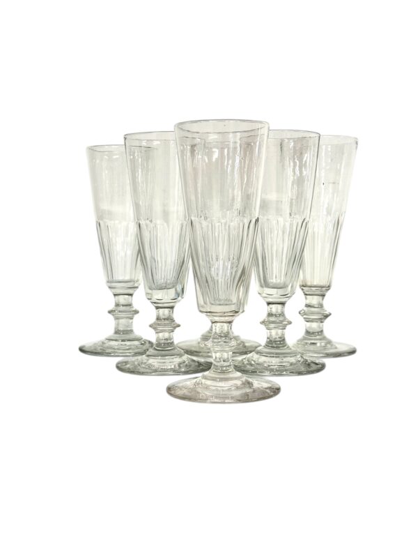 6 Champagne Crystal Glasses, Attributed to Baccarat, circa 1850